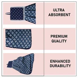 Kuber Industries Blue 3 Pcs Printed Microfiber Wash Basin Napkin Towel With Hanging Loops image 4