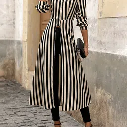 StyleCast x Revolte Women Striped Cuffed Sleeves Shirt Collar A-Line Dress-image-49