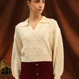 Kazo Women Hoshi Self Design Pullover Sweater-image-92