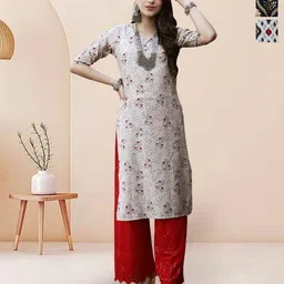 7Threads Selection Of 3 Floral Printed Round Neck Straight Kurtas-picture-28