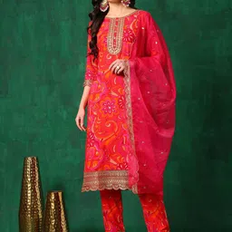 Berrylicious Women Floral Embroidered Kurta with Trousers & Dupatta-image-62