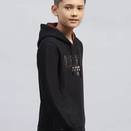 Monte Carlo Boys Black Long Sleeves Hooded Neck Printed Sweatshirt image 3