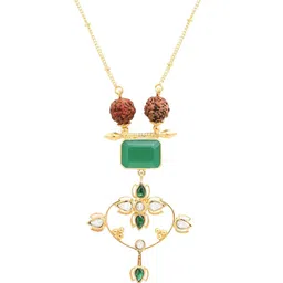 Unniyarcha 92.5 Silver Gold-Plated Stones Studded Sitayan Rudraksh Necklace image 2