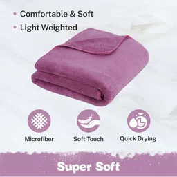 Fezora Purple Microfiber 400 GSM Super Soft Bath Towel image 3