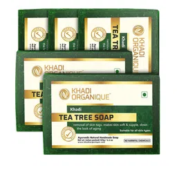 Khadi Organique Set Of 5 Tea Tree Soaps - 125 g Each image 1