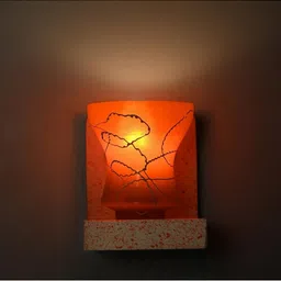 1ST TIME Orange & Red Printed Wood Contemporary Abstract Shaped Shaped Wall Lamp image 2