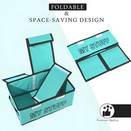 Myntra Elegant Homes Green And Grey 3 Pieces Printed Wardrobe Drawer Organisers image 3