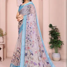tammu designer Floral Linen Blend Saree image 3