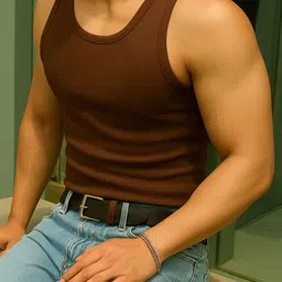 ROCKWELL Ribbed Cotton Breathable Active Fit Innerwear Gym Vests image 4