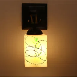 1ST TIME Green & Black Printed Wood Square Shaped Wall Lamp image 2