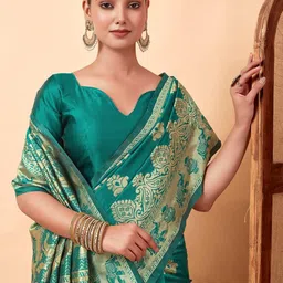 Parampara Ethnic Pure Silk Embroderid Saree With Beautiful Blouse image 4