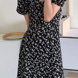 StyleCast Floral Print Puff Sleeve A-Line Midi Dress image 5