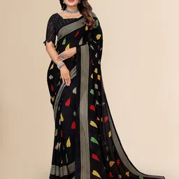 Moda Rapido Floral Printed Saree with Blouse Piece-picture-14