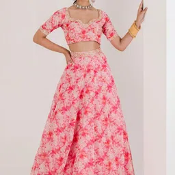 MAIVE Embroidered Sequinned Semi-Stitched Lehenga & Blouse With Dupatta image 5