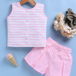 Toonyport Girls Striped Pure Cotton Top With Shorts-picture-46