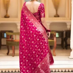 priyashi Ethnic Motifs Woven Design Zari Banarasi Saree with Unstitched Blouse Piece image 5