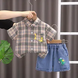 POP STREET KIDS Boys Checked Shirt With Shorts-picture-31