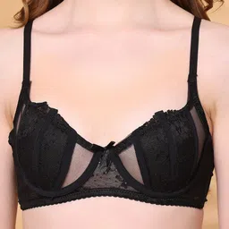 Quttos Nano Padded Sexy Demi Bra Lingerie Set QT-SET-7059-BLK-30B image 2