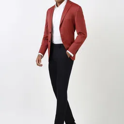 Peter England Elite Self Design Slim Fit Notched Lapel Single Breasted Formal Blazer image 3