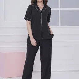 NEYSA Women Pure Cotton Shirt Collar Neck Night suit-image-3