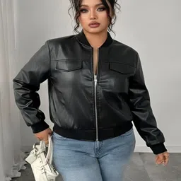 MAYKR Women Leather Water Resistant Bomber Jacket image 3