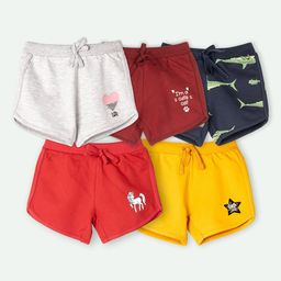 ariel Girls Pack Of 5 Cotton Printed Shorts-picture-40