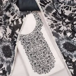 LeeliPeeri Designer Floral Embroidered Thread Work Unstitched Dress Material-picture-23