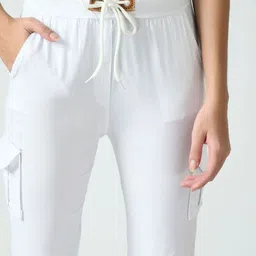 Brainbees Women Smart Slim Fit Easy Wash Cargos Trousers image 2