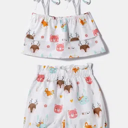 Nauti Nati Girls Printed Shoulder Straps Cotton Poplin Top With Shorts image 4