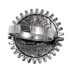 NAMAN ARTS Silver Plated Oxidised Large Circular Frame Adjustable Ring image 5