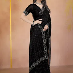 LDF studio Embellished Sequinned Poly Chiffon Heavy Work Saree image 3