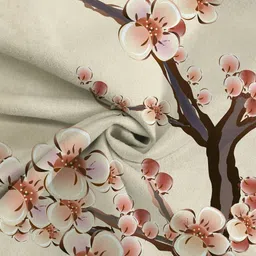 Steve & Anderson Jester Beige 2 Pcs Floral Warpknit Flat Fabric Door Curtains (7 Feet) image 5