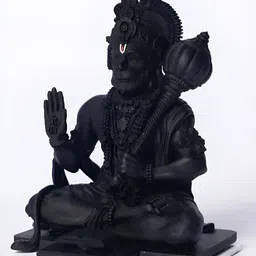 DARIDRA BHANJAN Black & Gold toned Lord Hanuman ji Religious Idol Showpiece image 4