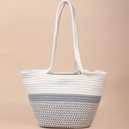 LULU & SKY Striped Structured Shoulder Bag with Cut Work image 1