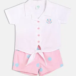 MINI KLUB Girls Short Sleeves Pure Cotton Shirt With Shorts-picture-19