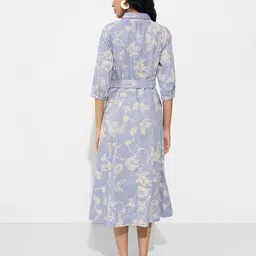 AKKRITI BY PANTALOONS Floral Print Puff Sleeves Shirt Collar Shirt Midi Dress image 4
