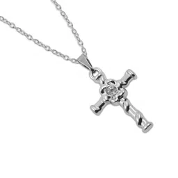 De-Ultimate Silver-Plated Anti-Tarnish Cross Design Cubic Zirconia Pendant image 2