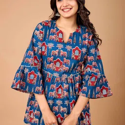 Le Mec Printed Pure Cotton Tunic & Trousers Co-Ord Set image 3