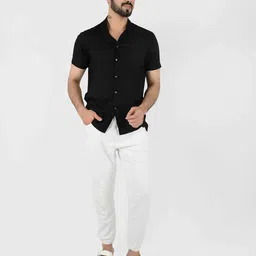 Blissence Men Comfort Fit Cuban Collar Solid Cotton Casual Shirt-picture-27