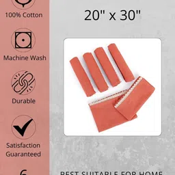 fingercraft 6Pcs White & Rust Pure Cotton Kitchen Towels image 4