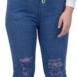 NEUNK Women Comfort Relaxed Fit Mid-Rise Slash Knee Stretchable Jeans image 2