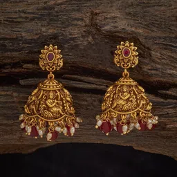 Kushal's Fashion Jewellery Gold-Plated DomeShaped Stone Studded & Beaded Antique Jhumkas-picture-27