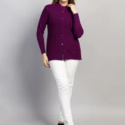 Dart Line Women Self Design Round neck Cardigan-picture-27