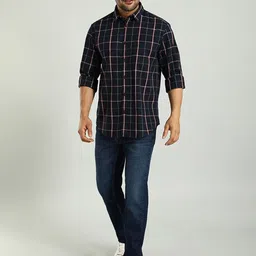 Indian Terrain Men Classic Slim Fit Opaque Checked Casual Shirt-picture-30
