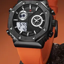 Carnaer Men Embellished Dial & Straps Analogue and Digital Watch CN-8806-Orng-Blk-image-0
