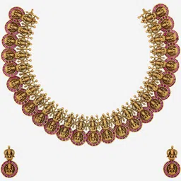 Kushal's Fashion Jewellery Ruby Gold-Plated Stones Studded Jewellery Set-picture-19