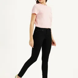 levi's Women's 711 Black Skinny Fit Mid Rise Jeans image 3