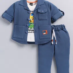 LITTLE COLLARS Boys Printed T-shirt with Trousers-image-98