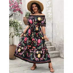 StyleCast Curve Women Floral Printed Off-Shoulder Maxi Dress image 3