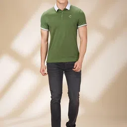 Being Human Men Solid Polo Collar Cotton Slim Fit T-shirt image 5